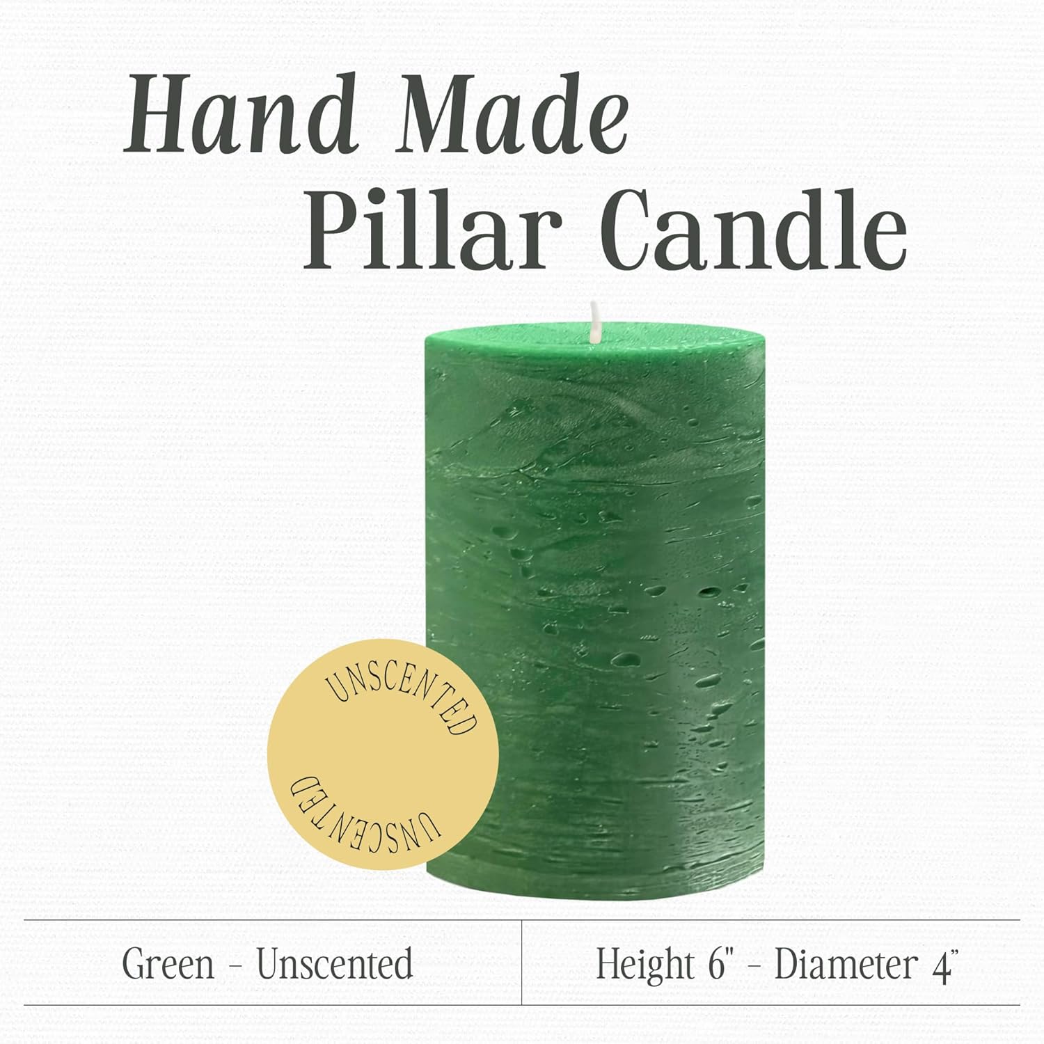 Mister Candle Unscented Green Pillar Candle 4x6