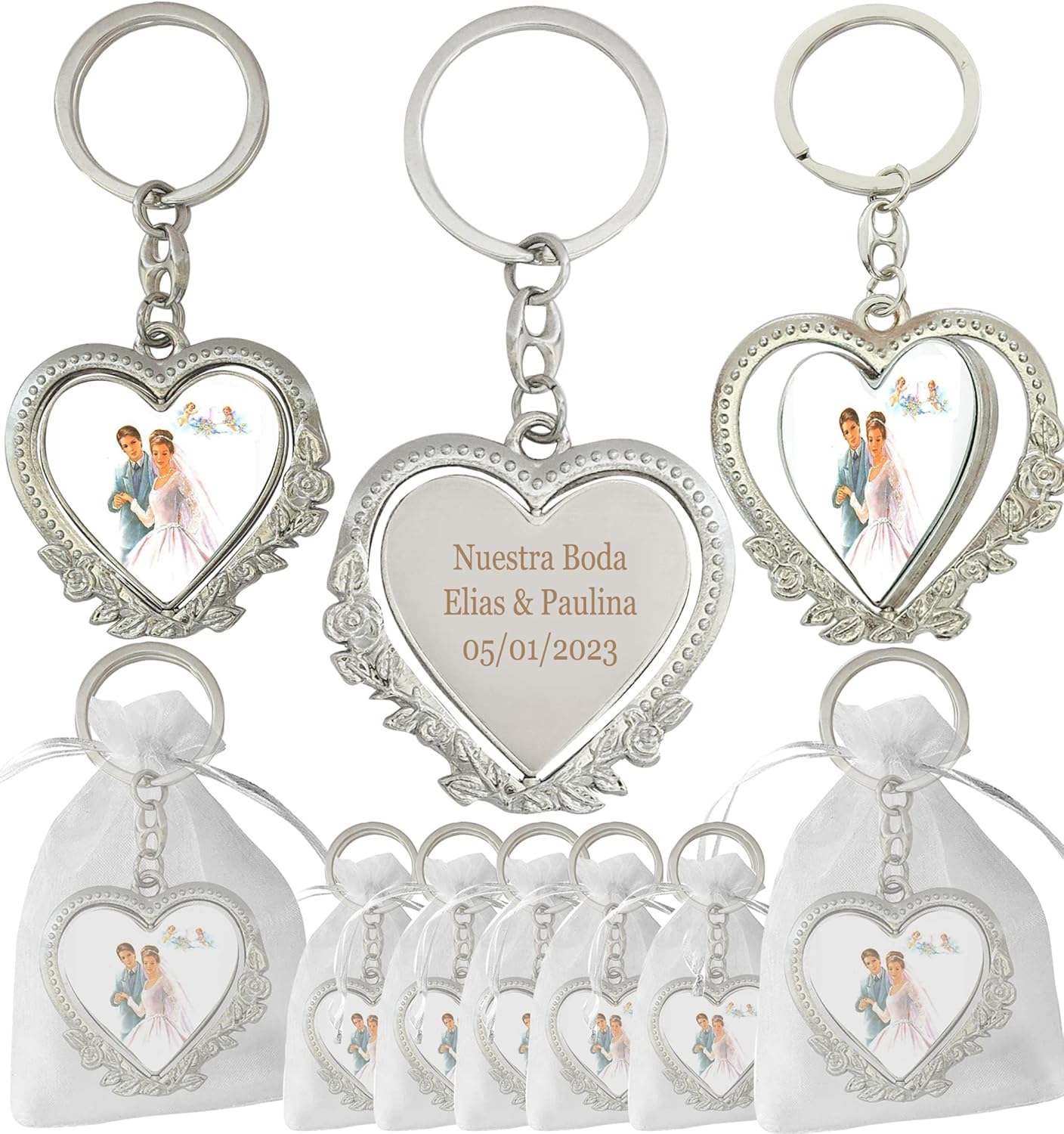 Naisian Personalized Wedding Keychain Favor Set