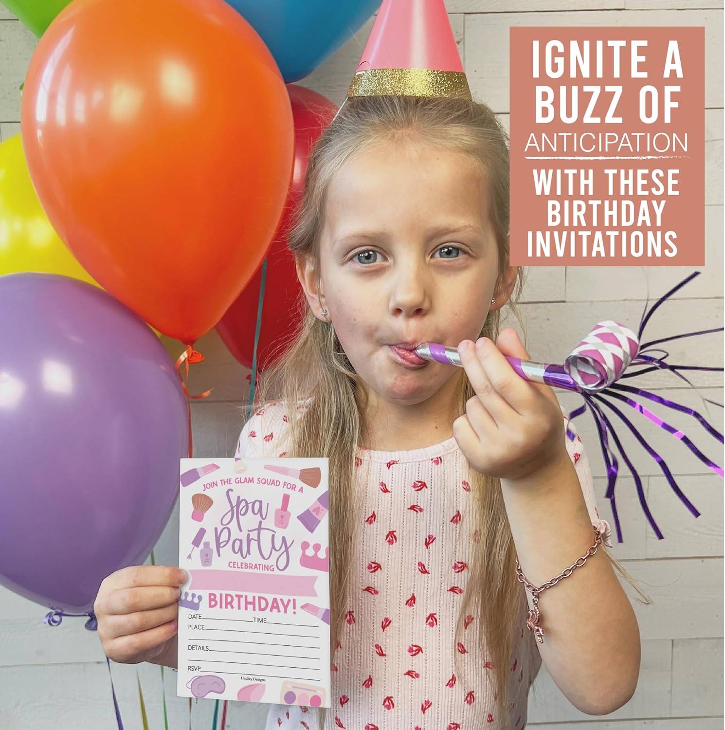 Hadley Designs 15 Glam Kids Spa Birthday Party Invitations for Girls 1