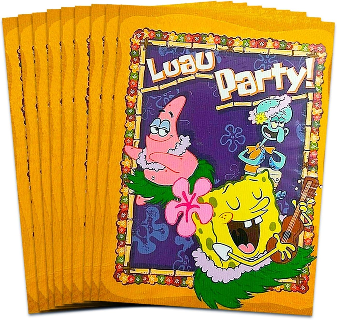 Spongebob Birthday Invitations Set with 24 Cards and Tattoos