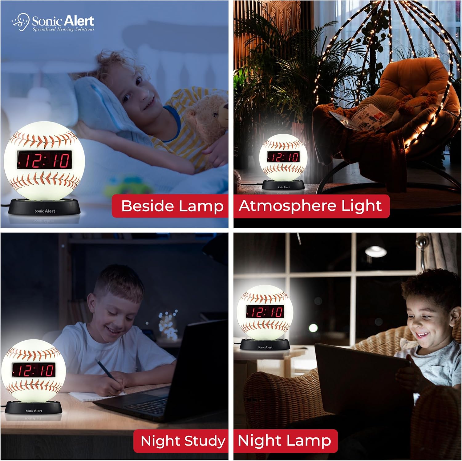 Sonic Alert Baseball Themed Digital Alarm Clock for Heavy Sleepers
