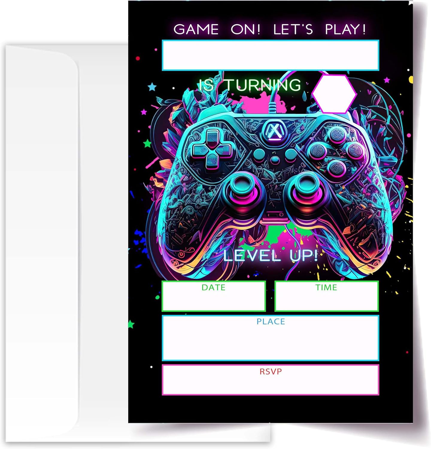 4x6 Gamer Birthday Invitations with Envelopes