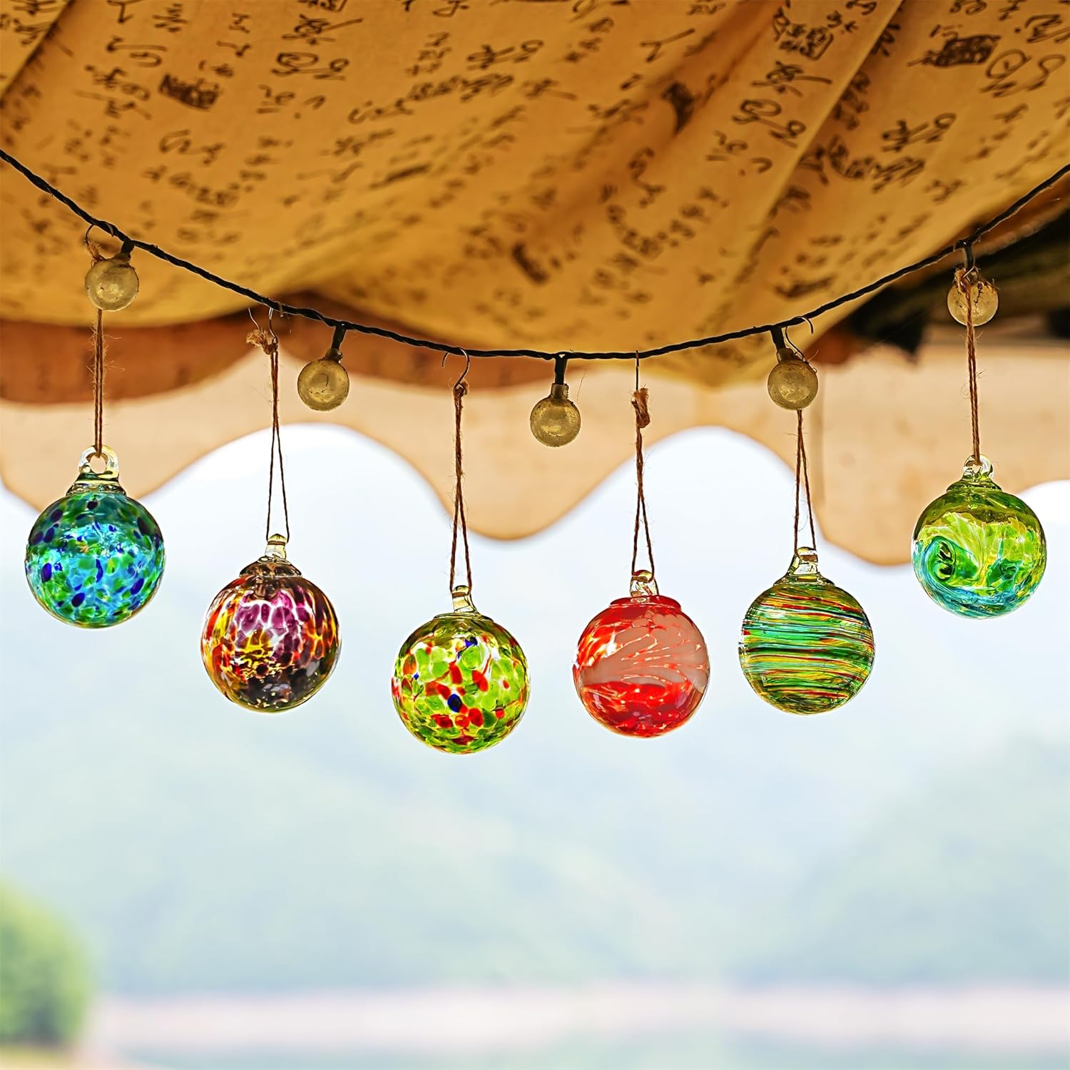 6pcs Hand Blown Glass Friendship Hanging Ornaments