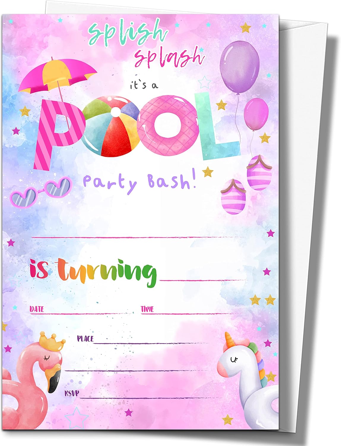 ISOVF 4 inch x 6 inch Birthday Party Invitations with Envelopes 20 Sets