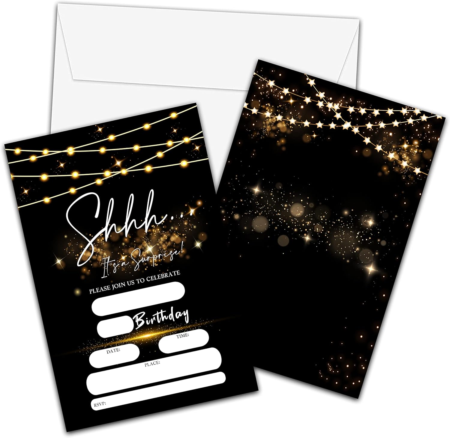 Surprise Birthday Invites with Envelopes 20 Pack