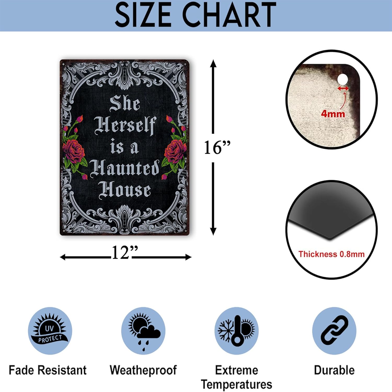 Halloween Witches House Rules Metal Tin Sign 12x16 Inches