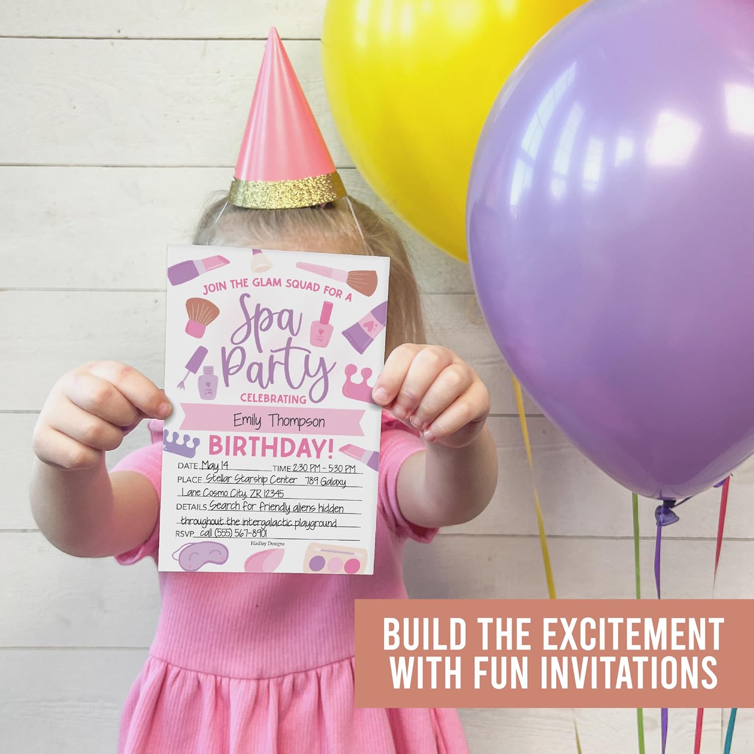Hadley Designs 15 Glam Kids Spa Birthday Party Invitations for Girls 1