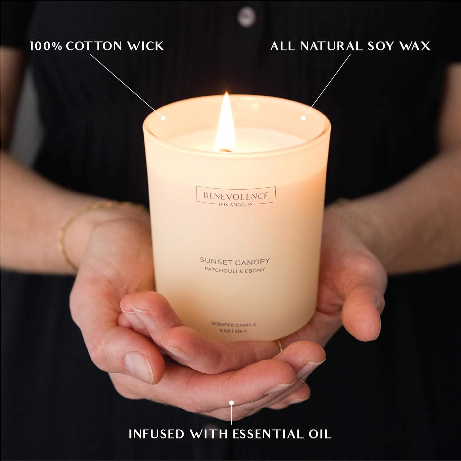 Benevolence LA Patchouli Ebony Scented Candle 8oz 45-Hour Burn