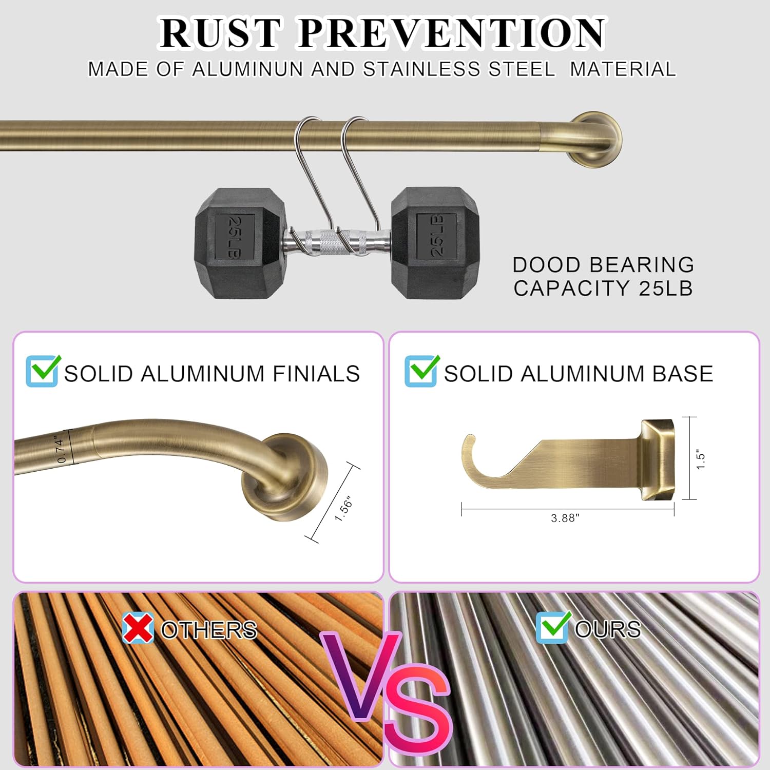 Antique Bronze Disc Curtain Rods 28-48 Inches