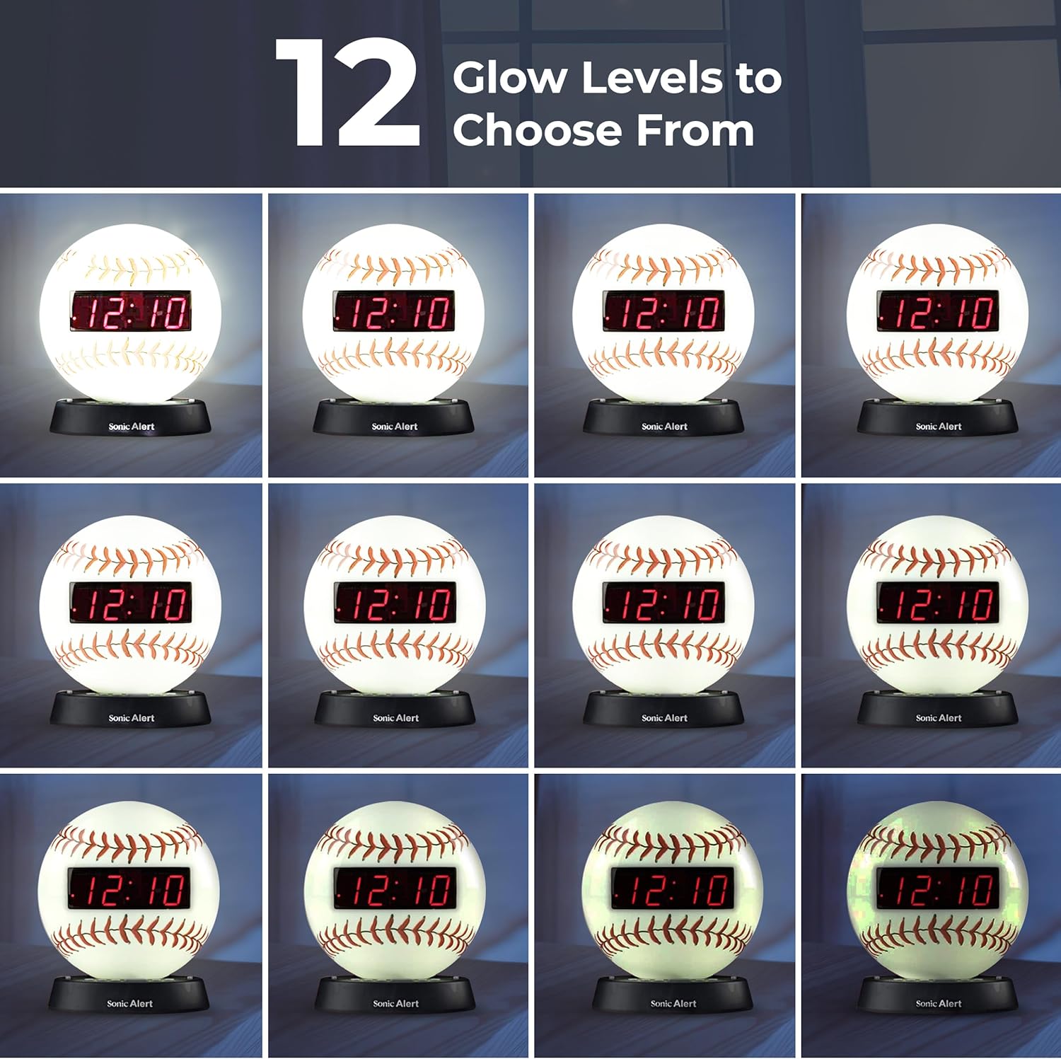 Sonic Alert Baseball Themed Digital Alarm Clock for Heavy Sleepers