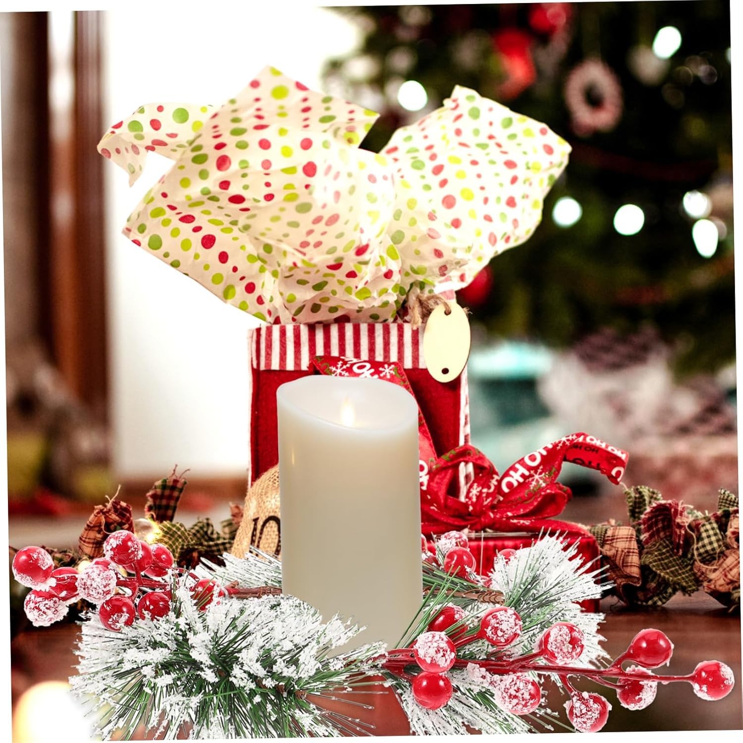 Christmas Candle Wreath for Holiday Pillar Candles
