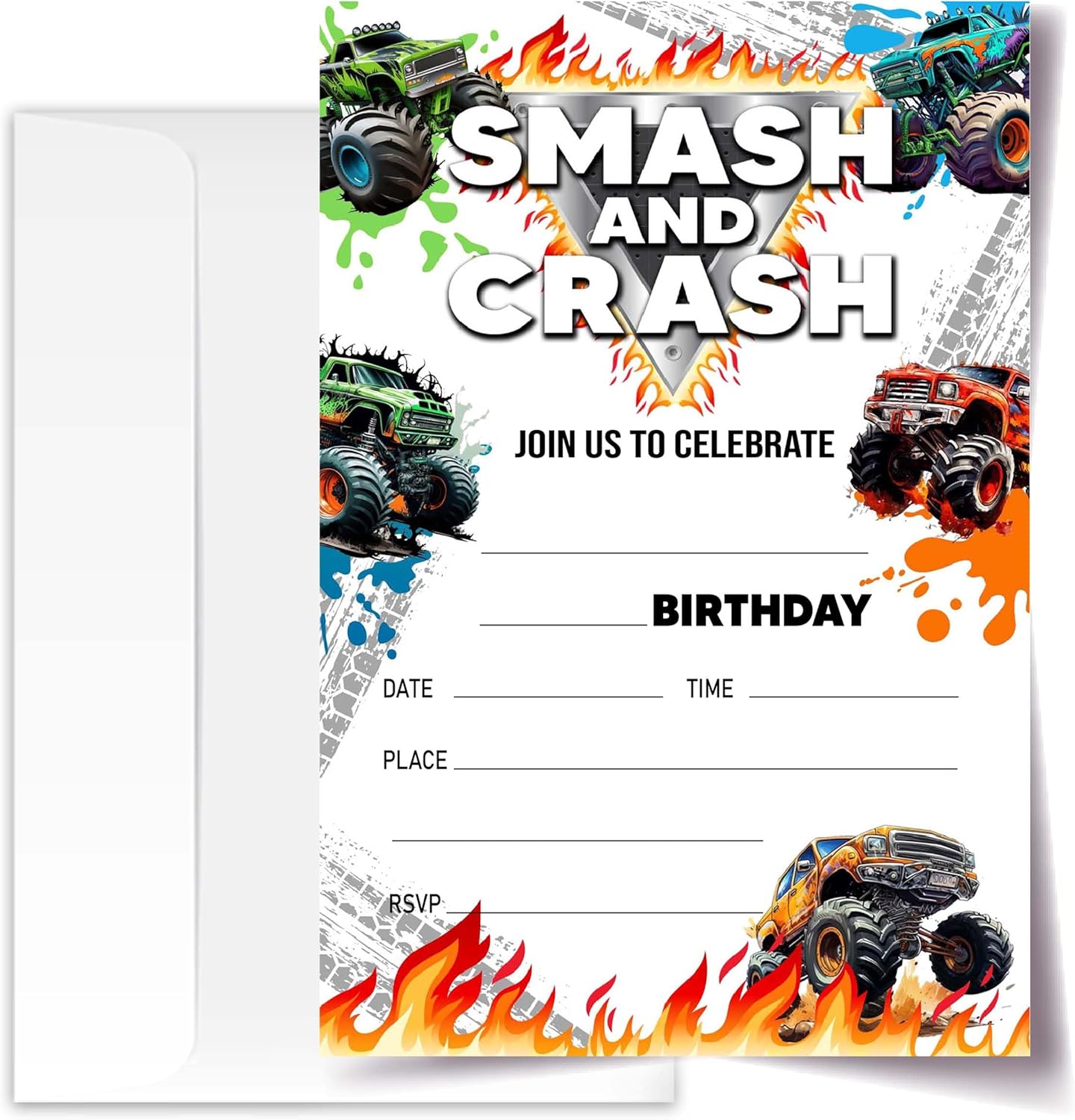 4x6 Truck Birthday Invitations with Envelopes
