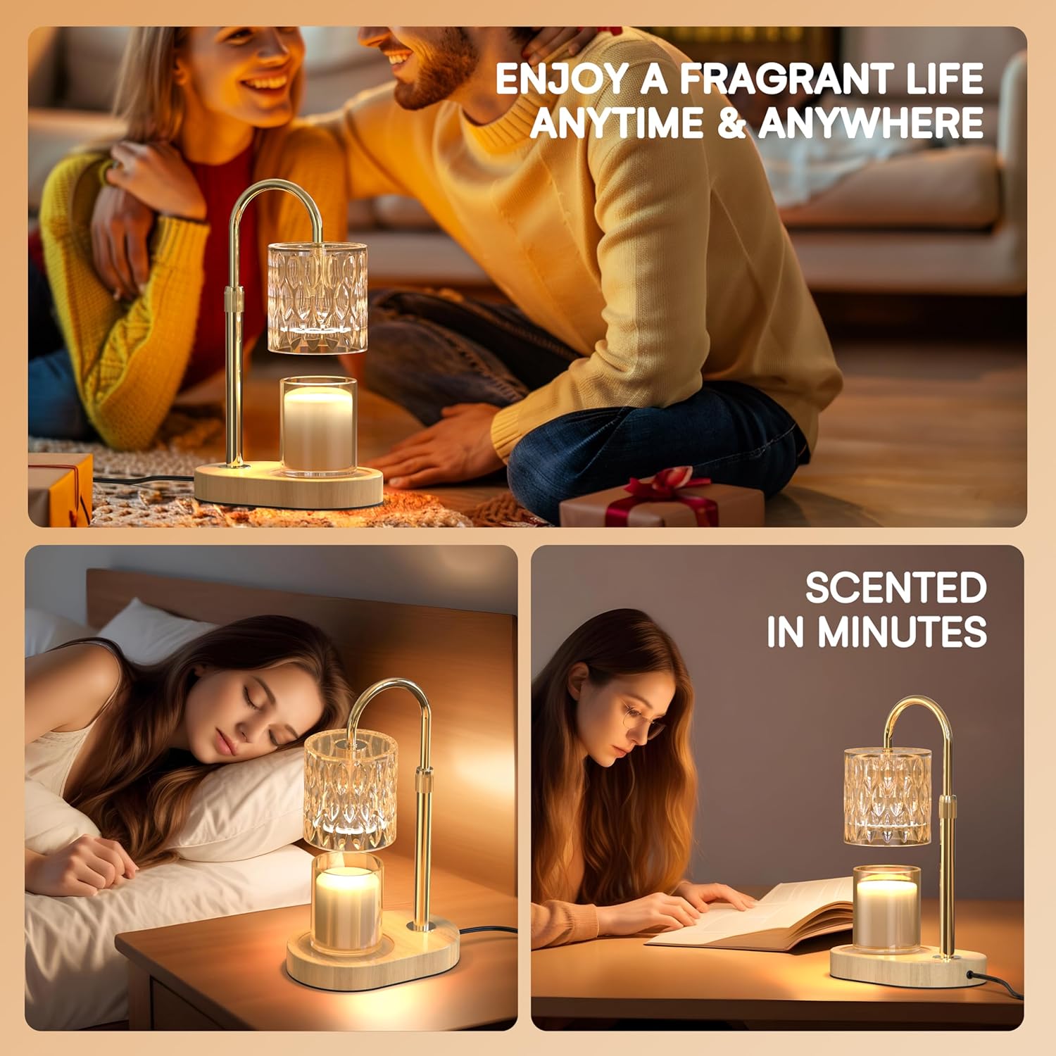 Candle Warmer Lamp with Adjustable Height and Timer