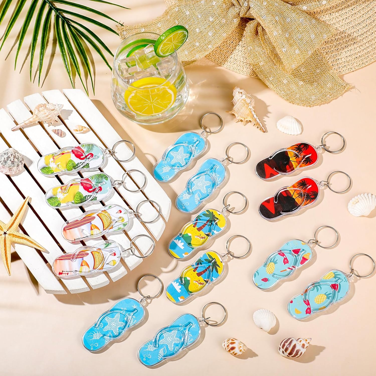 48 Packs Flip Flop Keychains Summer Party Favor
