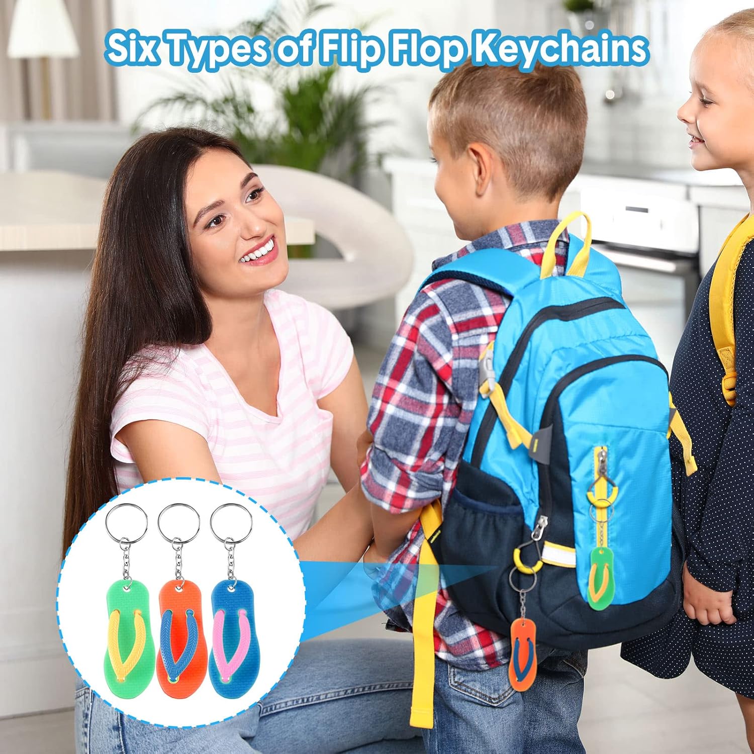 100 Pcs Fun Flip Flop Key Chains for Kids