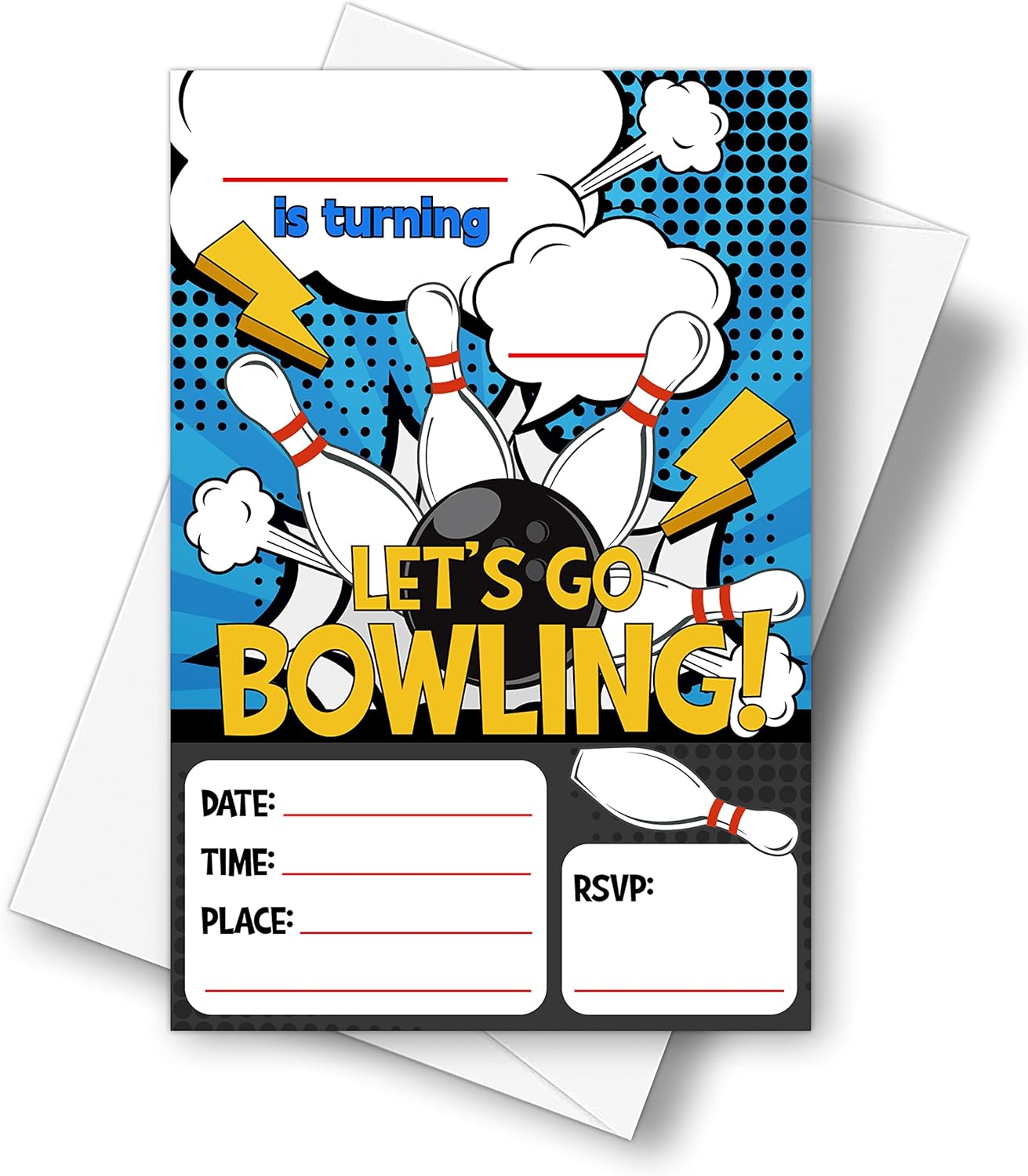 DETIHO 4x6 Bowling Birthday Invitations 20 Sets
