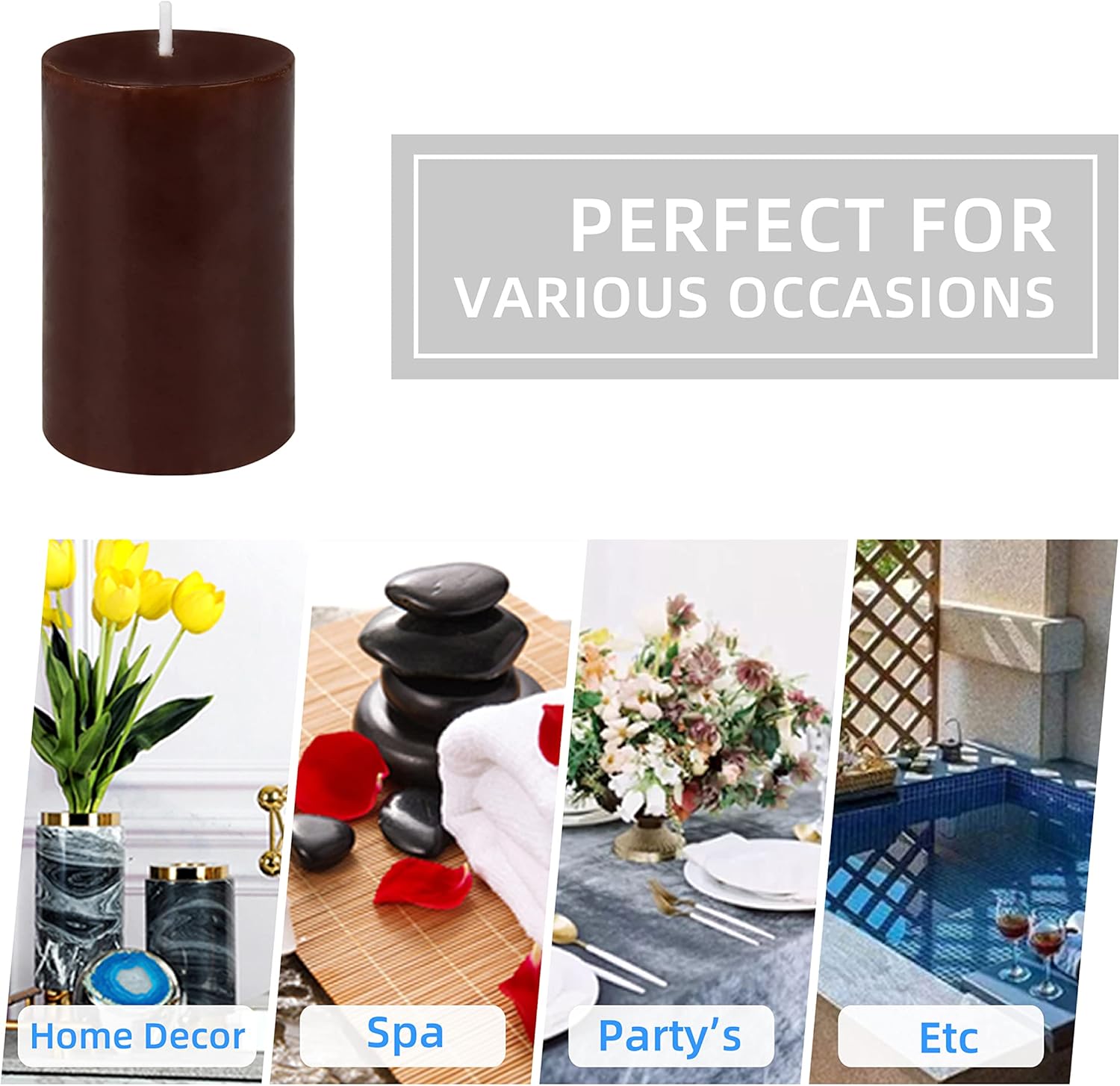 Jeco 3 Inch Brown Pillar Candle