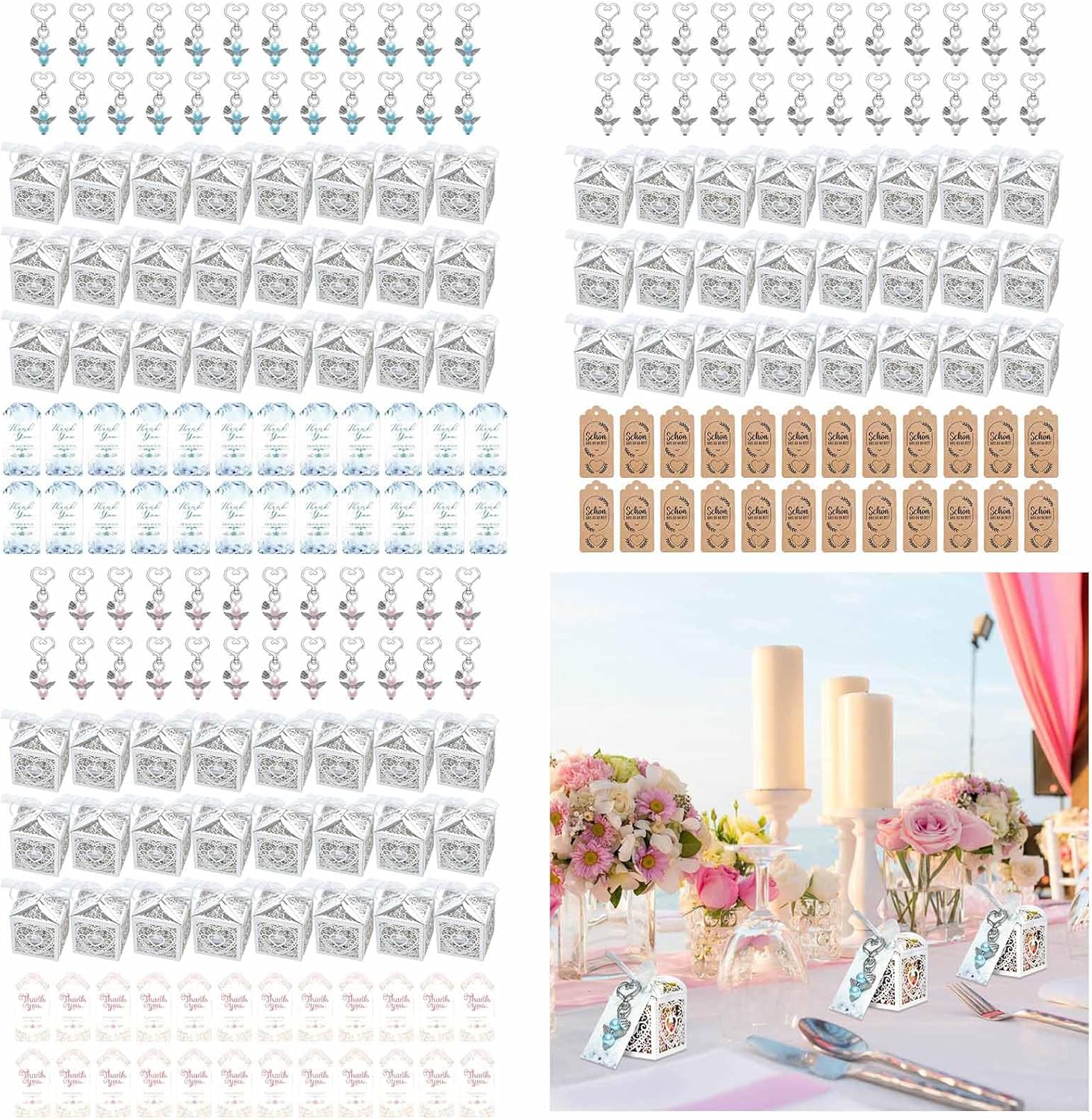 Pack Of 24 Wing Charm Keychains With Organza Bags