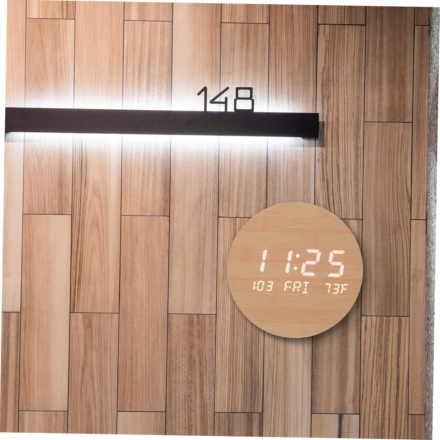 1pc Multifunctional LED Wooden Alarm Clock with Mirror