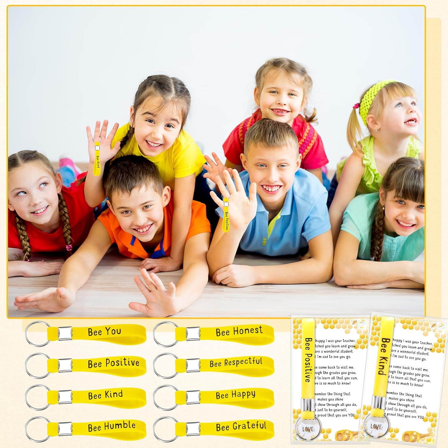 Back to School Gifts for Students from Teacher Inspirational Bee Keychain Cards