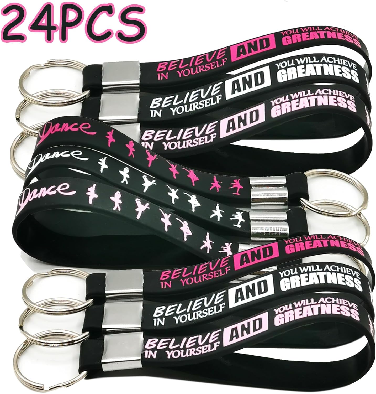 24 Pieces Ballet Party Silicone Keychains for Dance Lovers