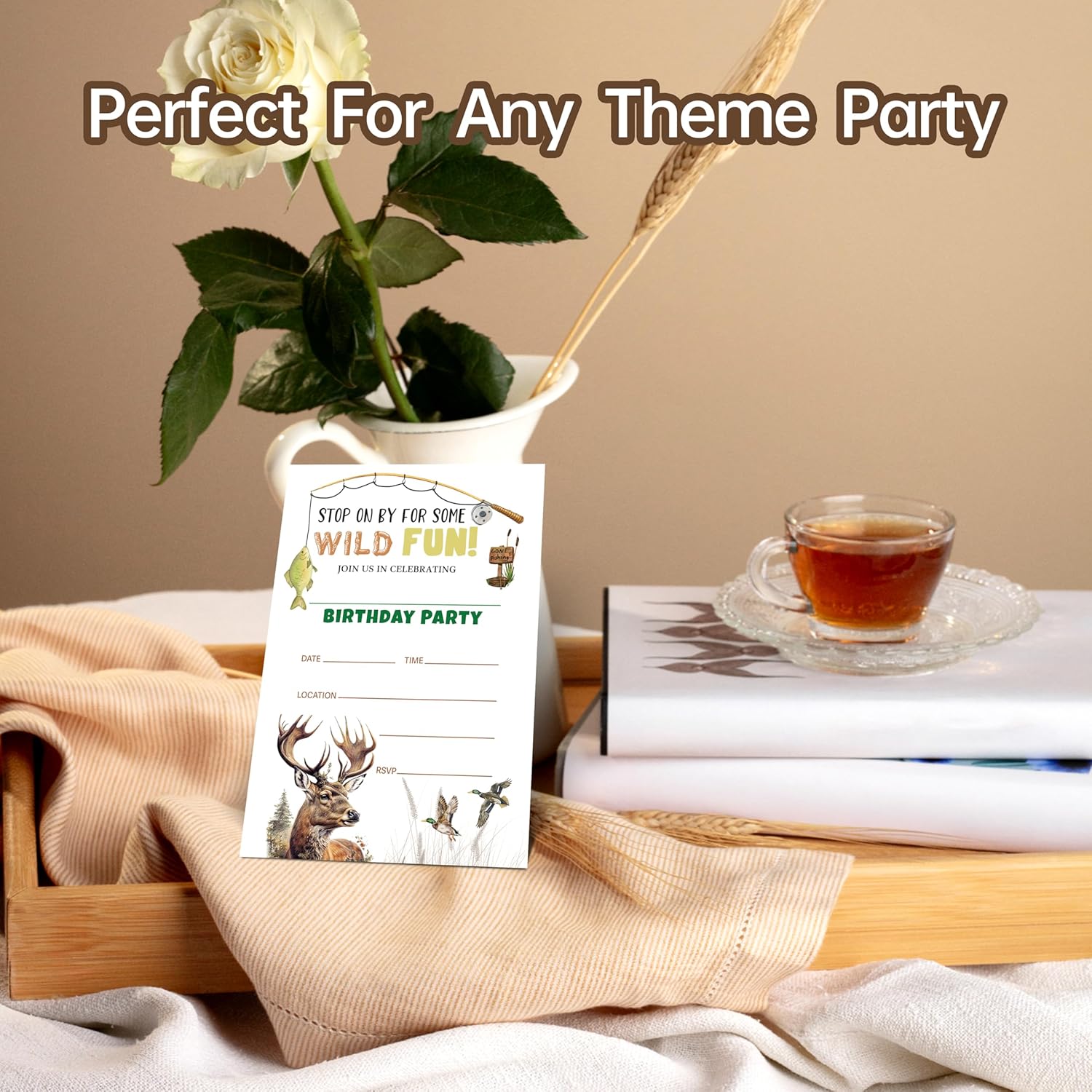 Wild Birthday Invitations Hunt Fishing Theme for Kids