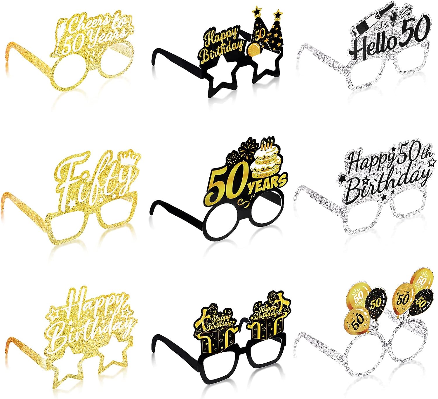 Threan 36 Pcs 50th Birthday Paper Eyeglasses