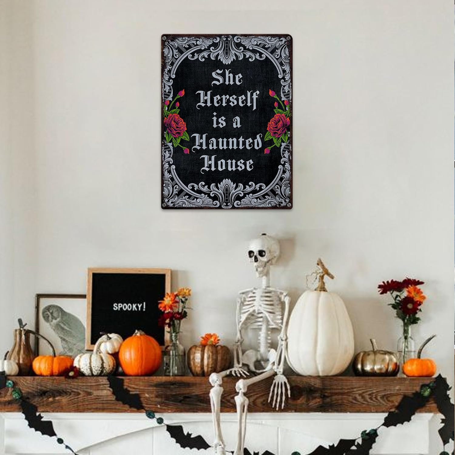 Halloween Witches House Rules Metal Tin Sign 12x16 Inches