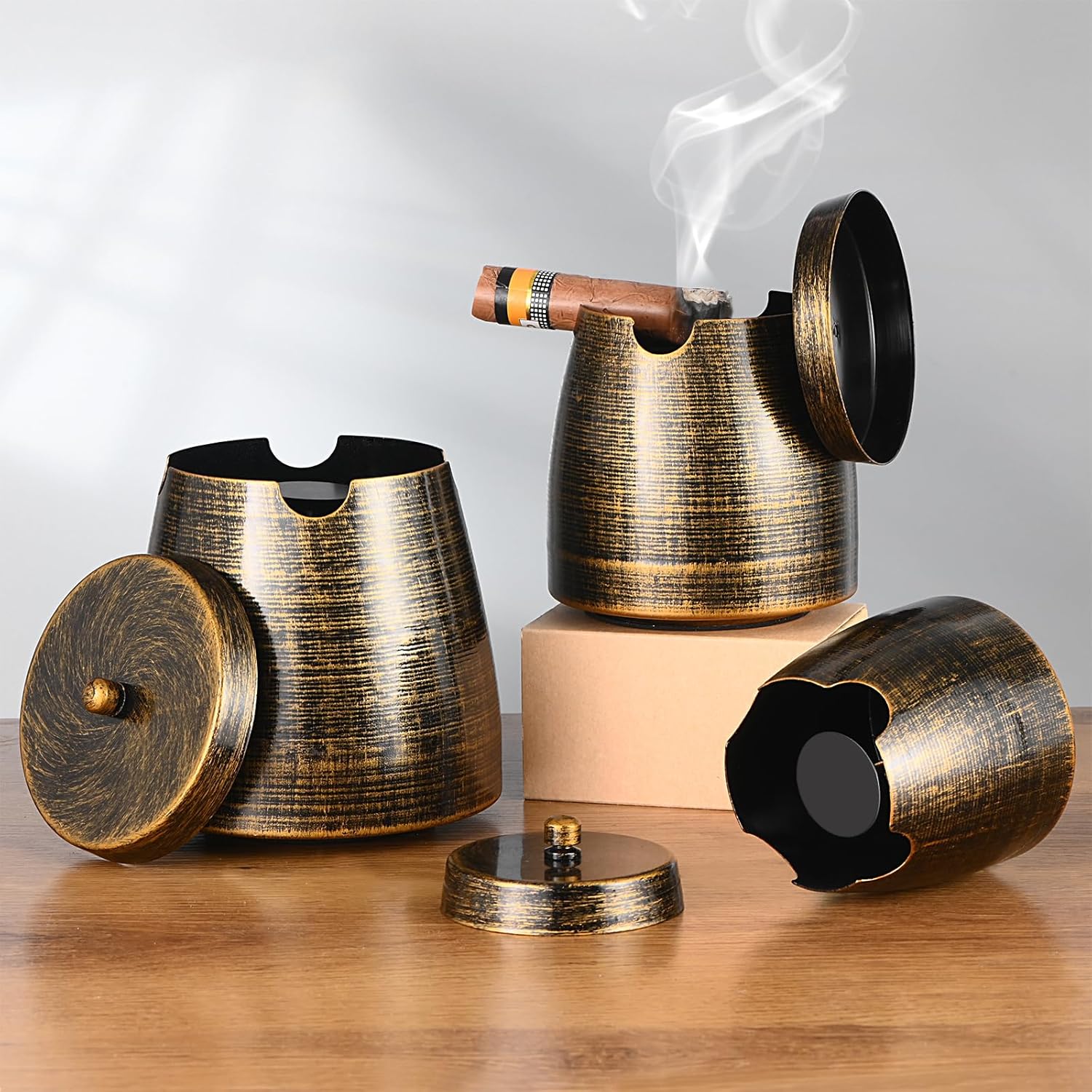 Cigar Ashtray with Lid for Outdoor Patio Use Windproof