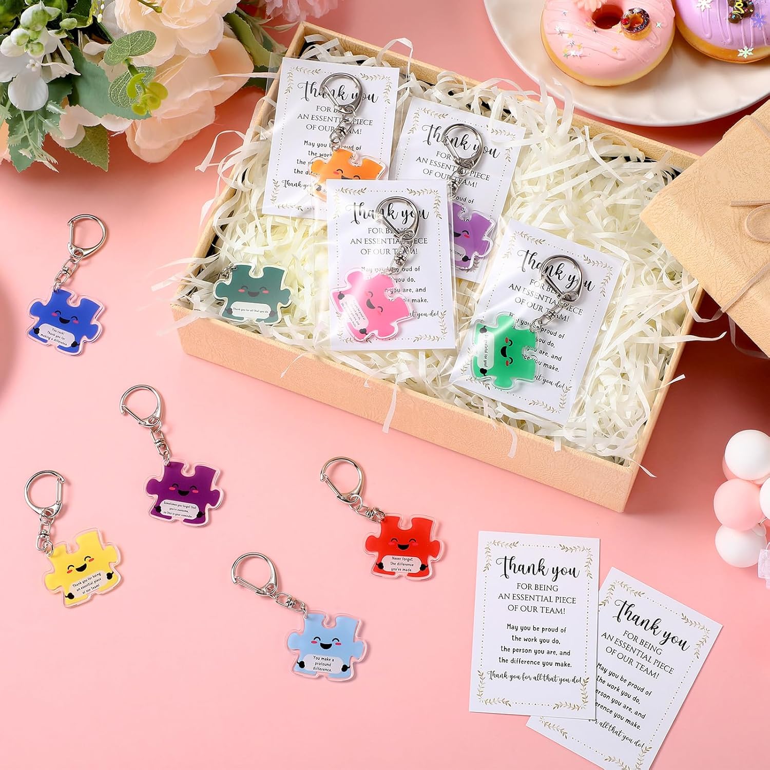 Geelin Team Puzzle Keychain Gift Set for Employees and Teachers