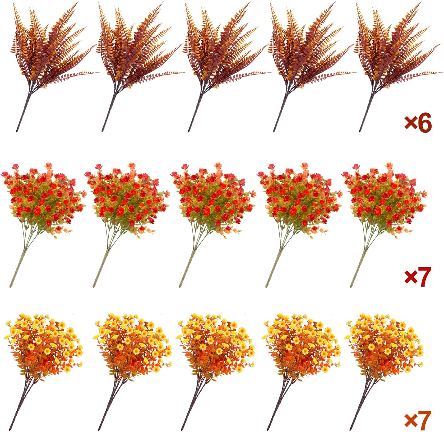 20 Bundles Artificial Fall Flowers for Outdoor Decorations