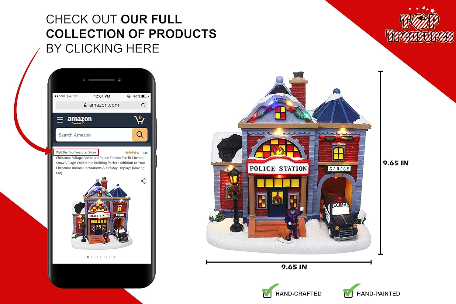 Christmas Village Animated Police Station - Pre-Lit Musical Collectible Building