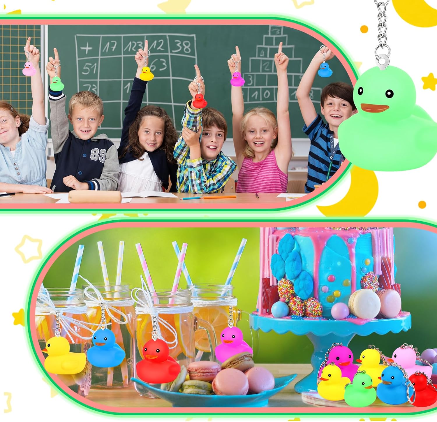Deekin 48 Piece LED Light Rubber Duck Keychain Set