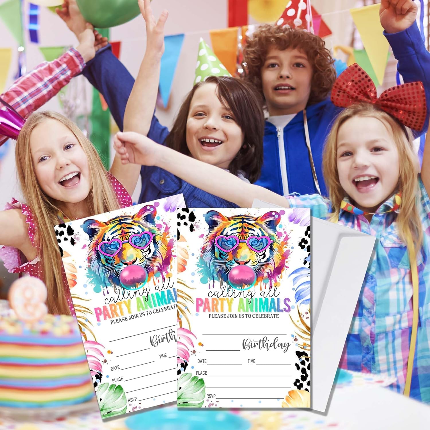 Wybgno Party Animals Birthday Invitations 20pk