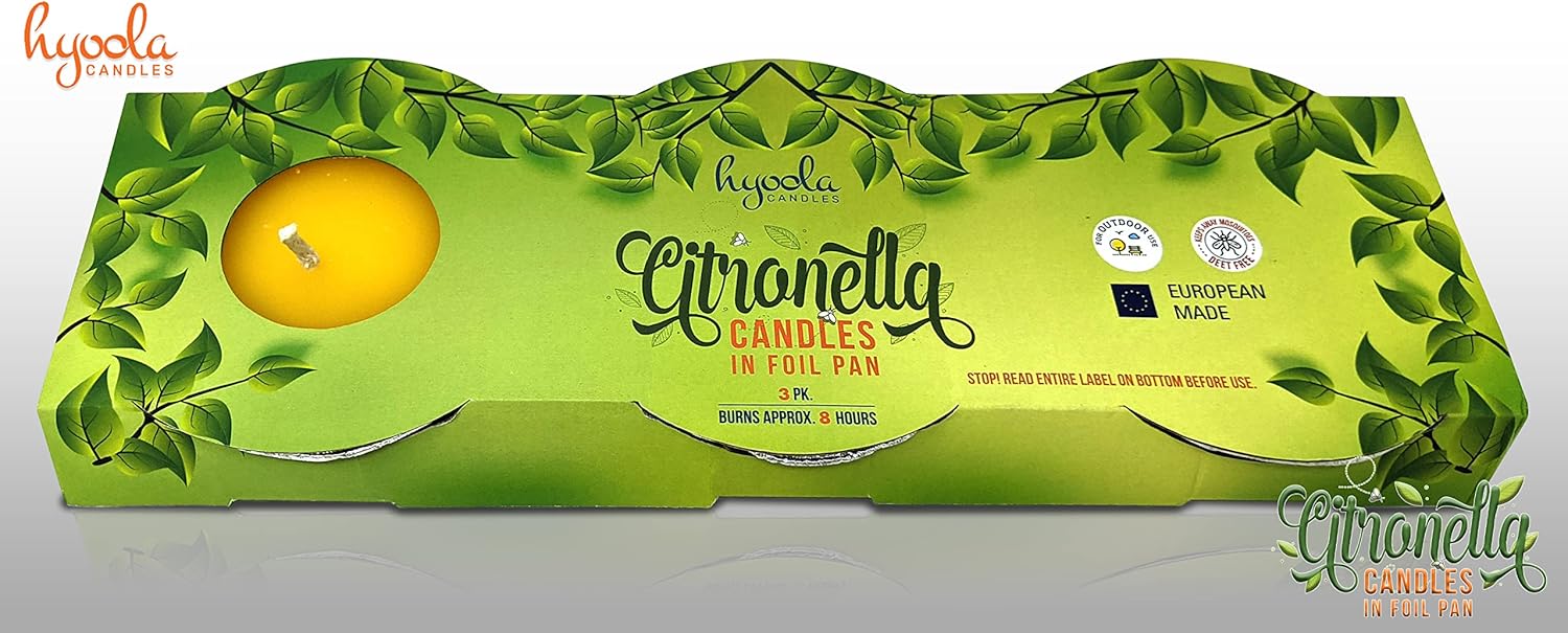 Hyoola Citronella Candles 3 Pack Outdoor Indoor