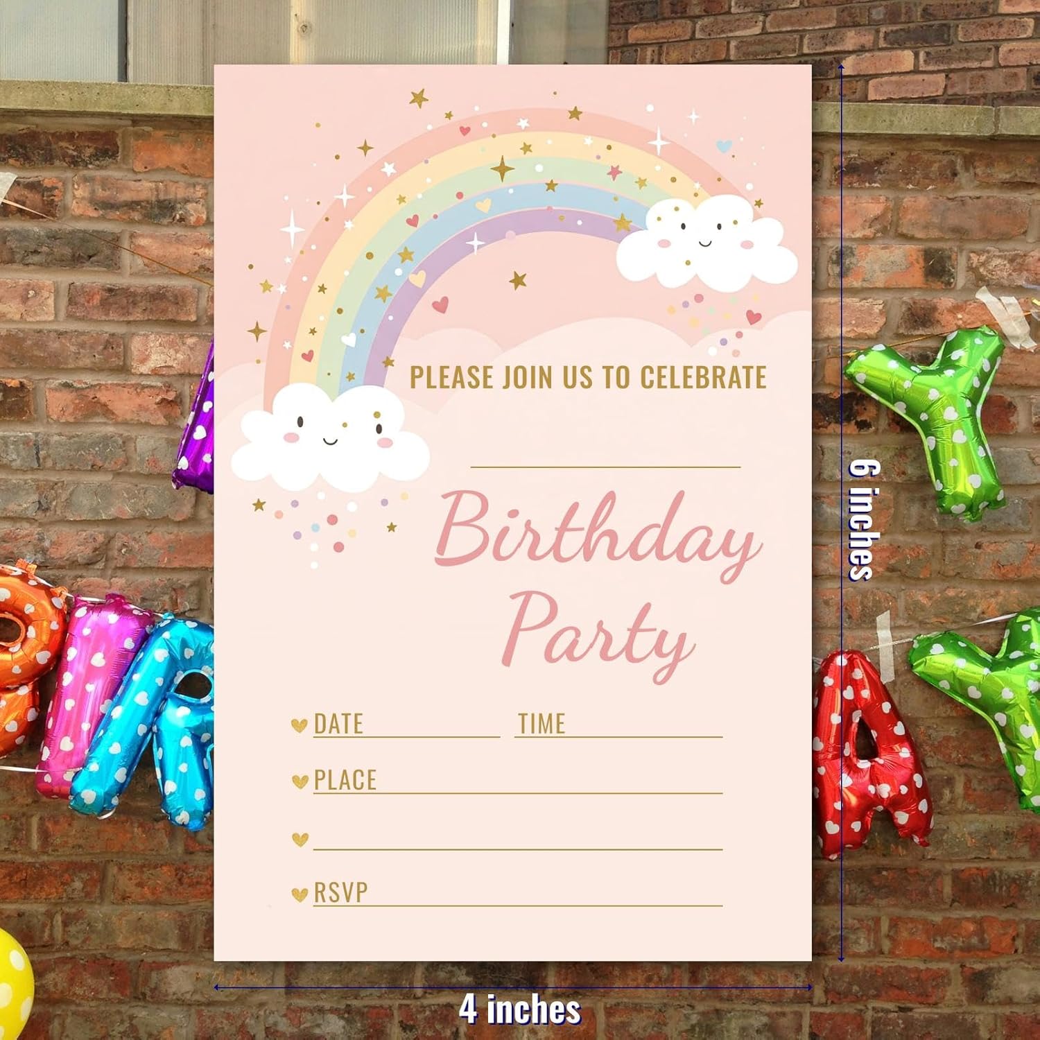 WENFLY Birthday Party Invitations Rainbow Cloud Star 25 Pcs