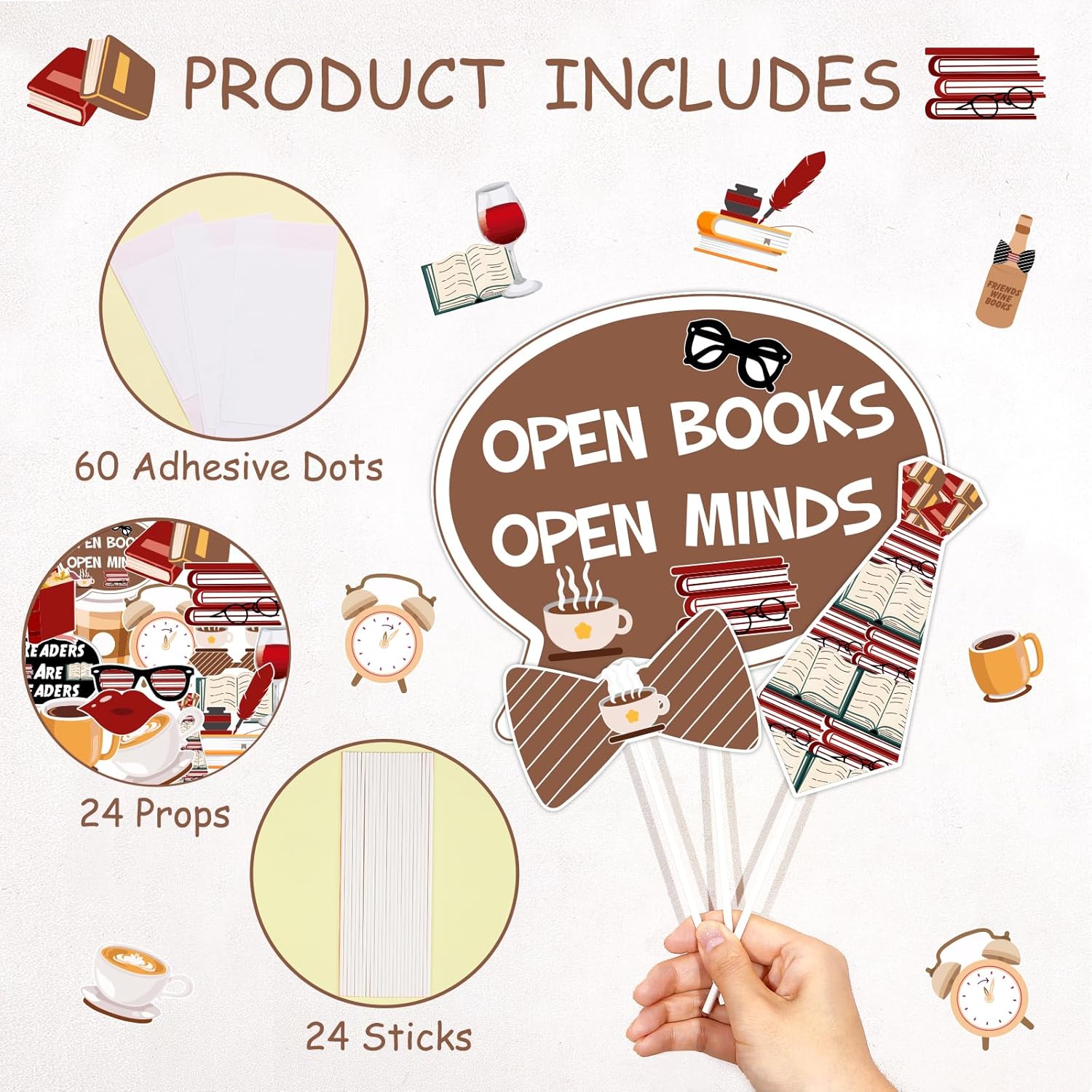 Sursurprise Book Club Photo Props Set of 24