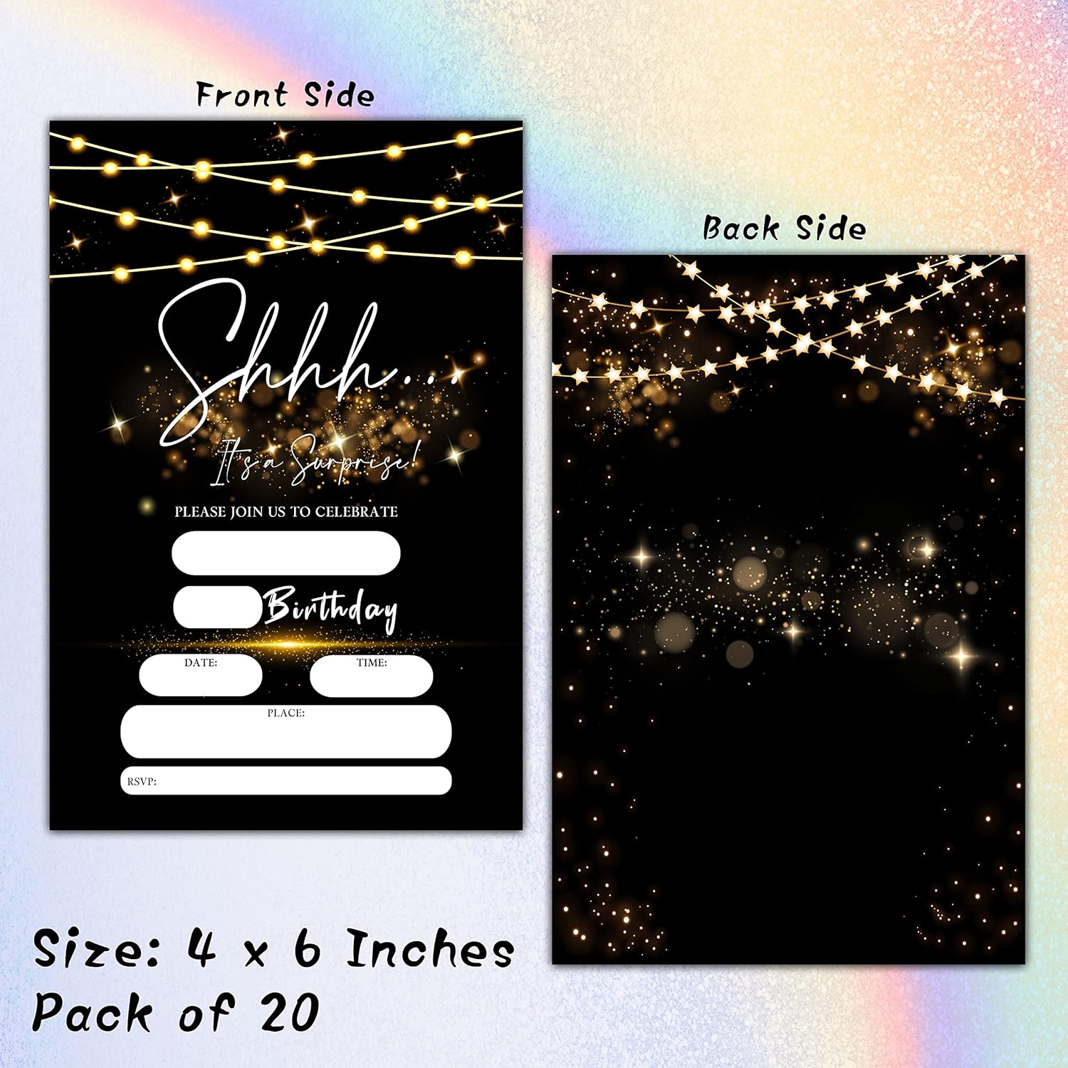 Surprise Birthday Invites with Envelopes 20 Pack