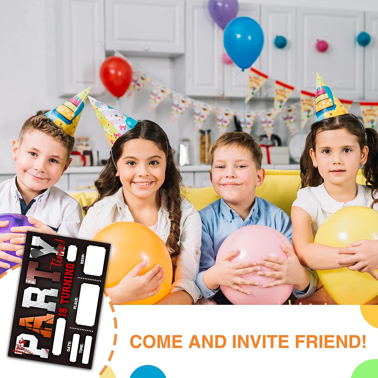 DETIHO 4x6 Sports Birthday Party Invitations 20 Sets