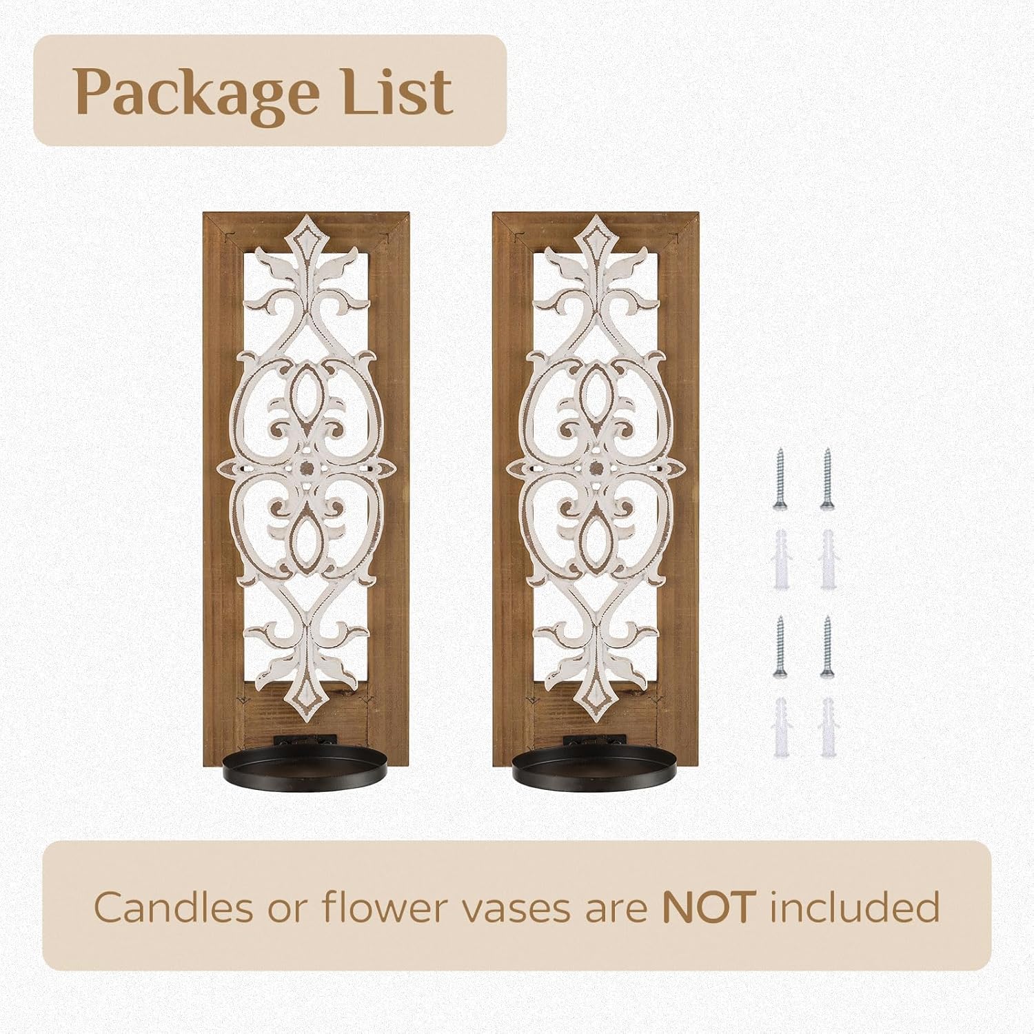 Walasis Farmhouse Candle Sconces Wall Decor Set of 2