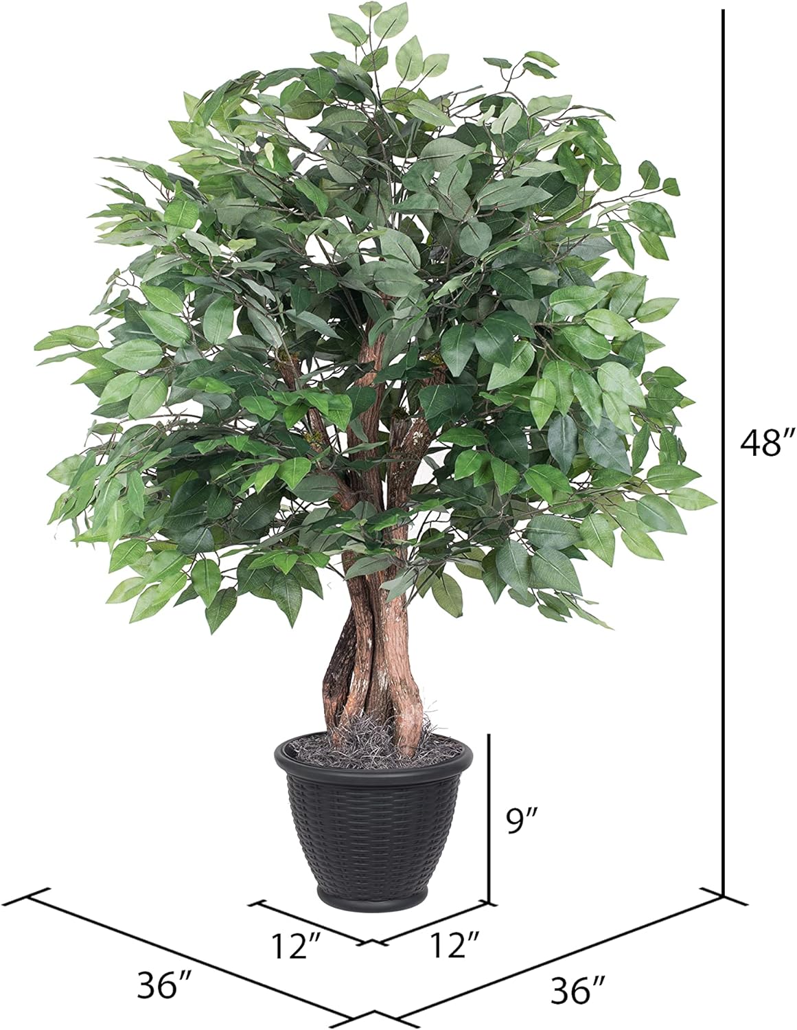 Vickerman 4 Foot Artificial Ficus Bush with Decorative Container