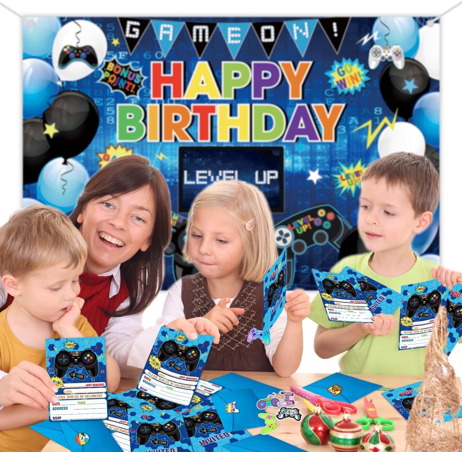 20Pcs Game Party Invitations with Envelopes and Stickers