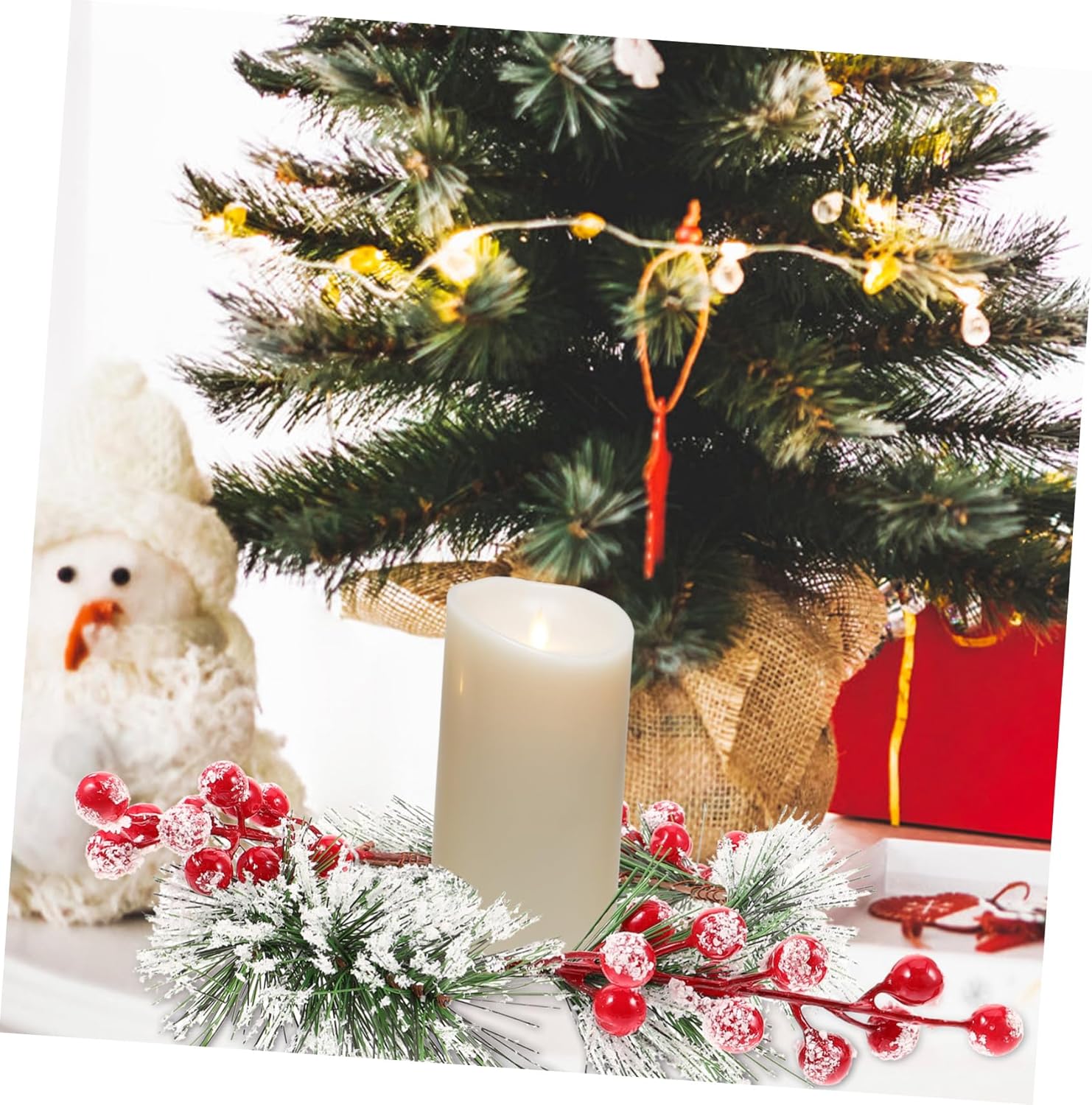 Christmas Candle Wreath for Holiday Pillar Candles