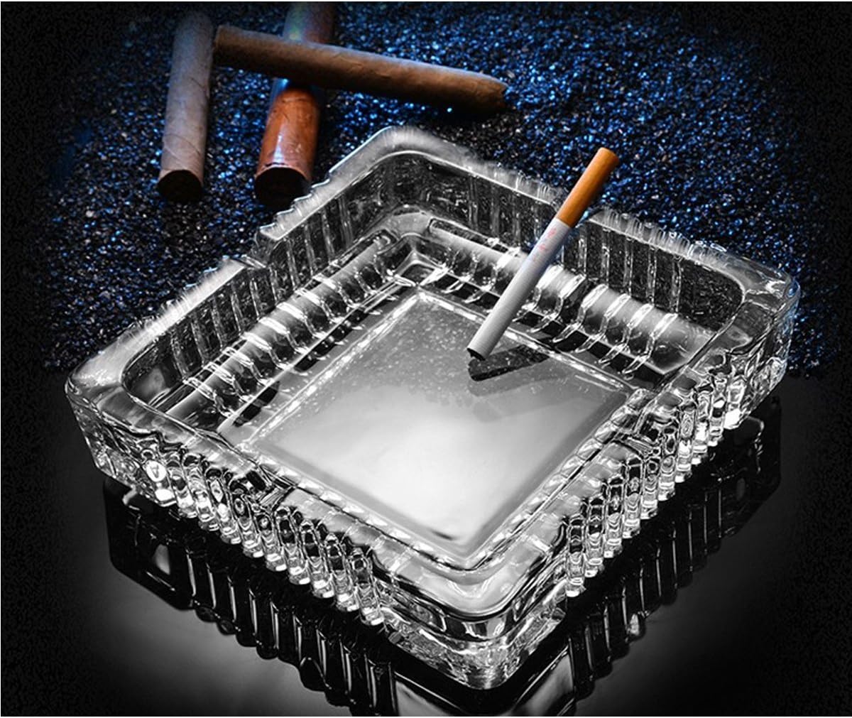KUCEMO 7x7 Inch Square Glass Ashtray