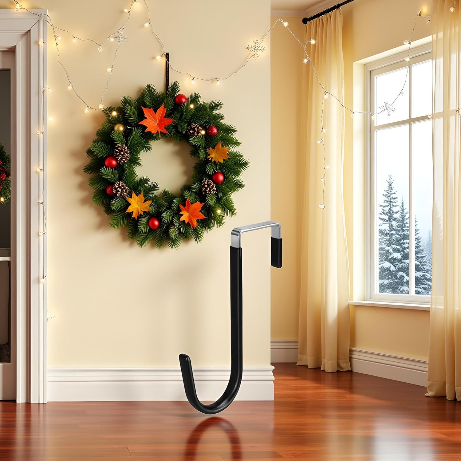 Strong Black Wreath Hanger 5 20lb Load Bearing
