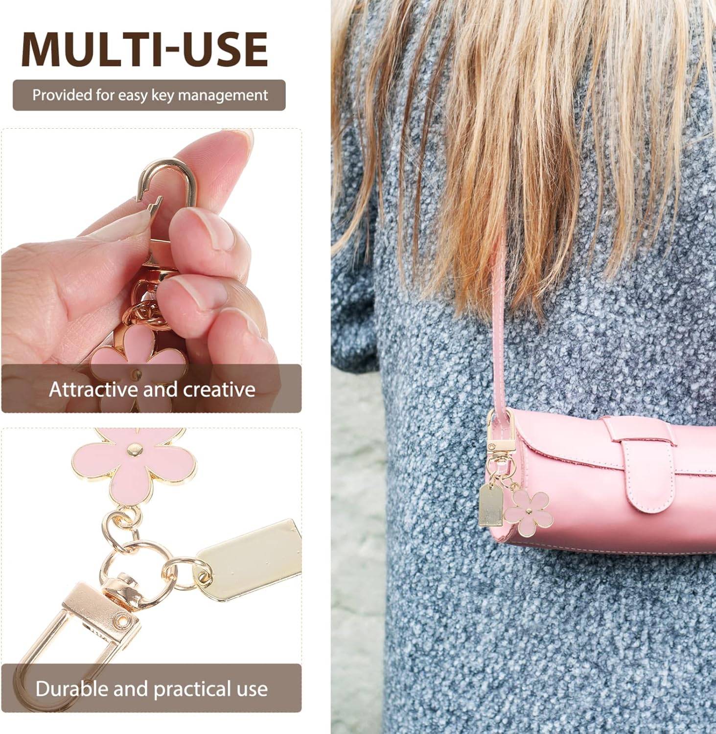 15 Pcs Flower Keychain Decorations for Women