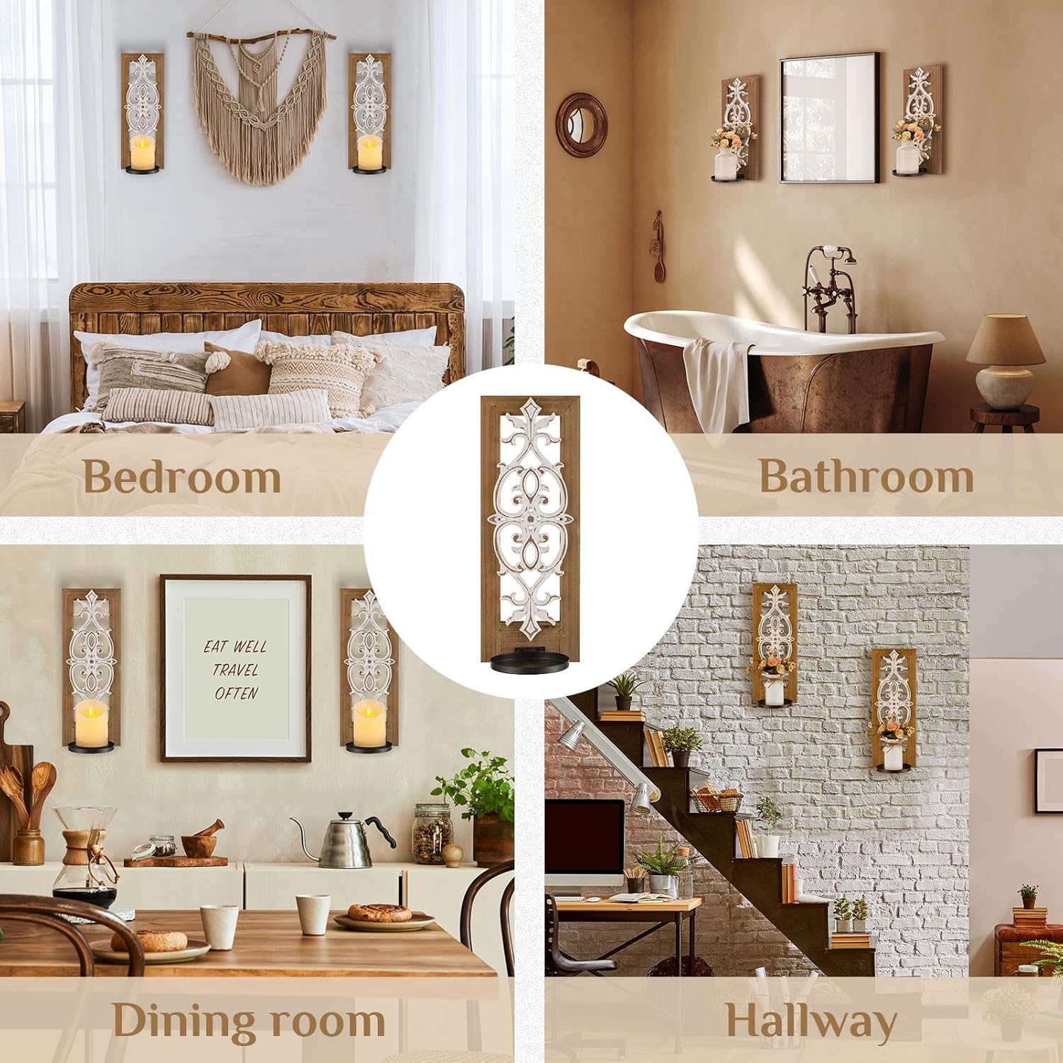 Walasis Farmhouse Candle Sconces Wall Decor Set of 2