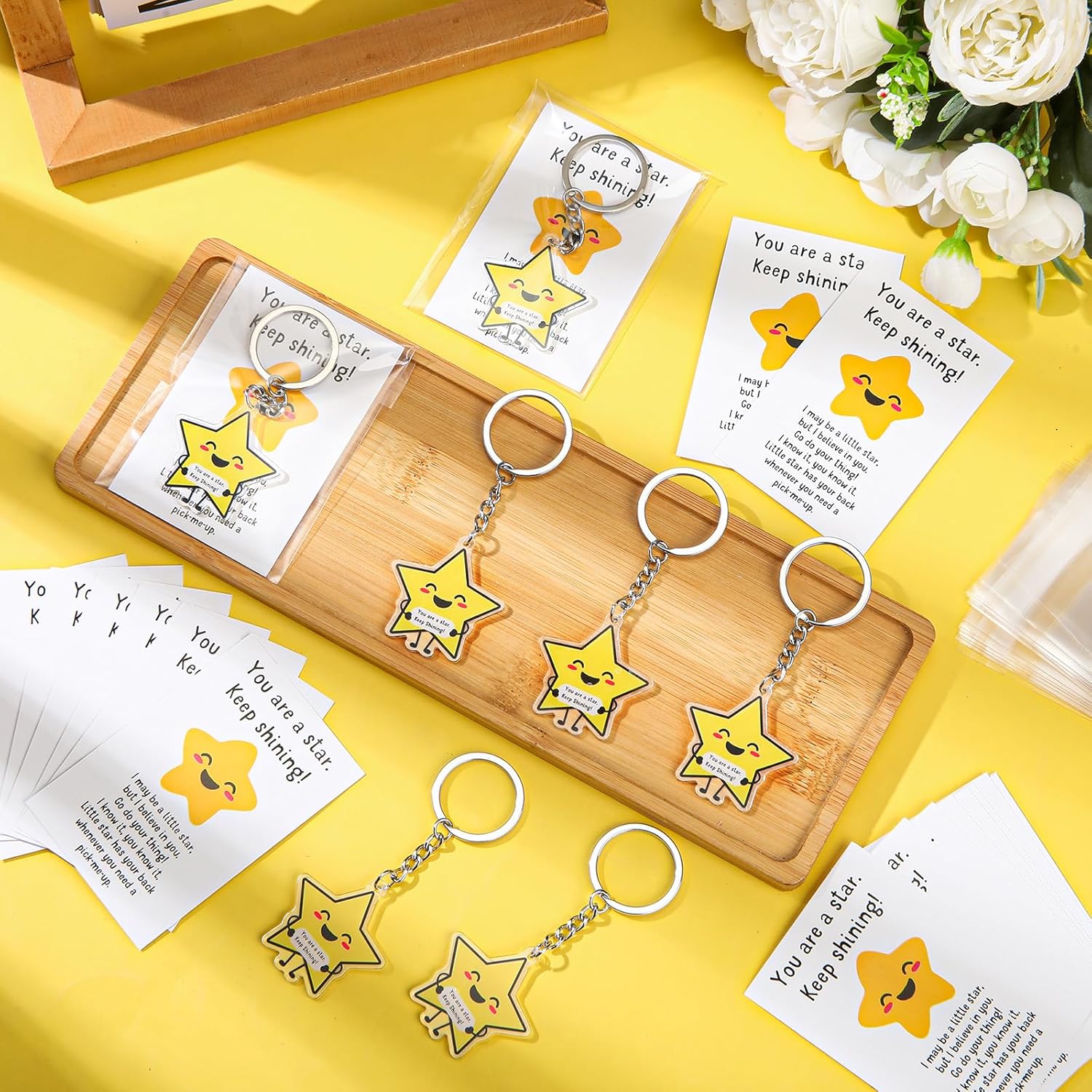60 Sets Youre a Star Keychains with Cards Back to School Student Gifts