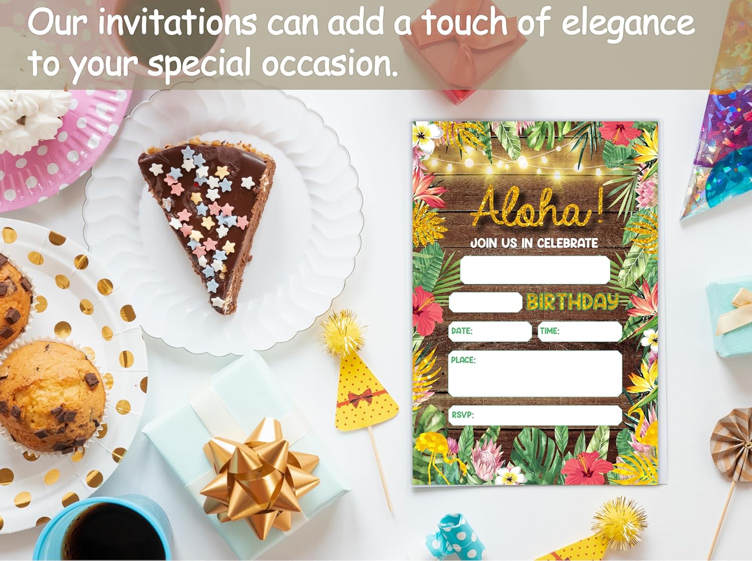 Tropical Summer Birthday Invitations with Envelopes