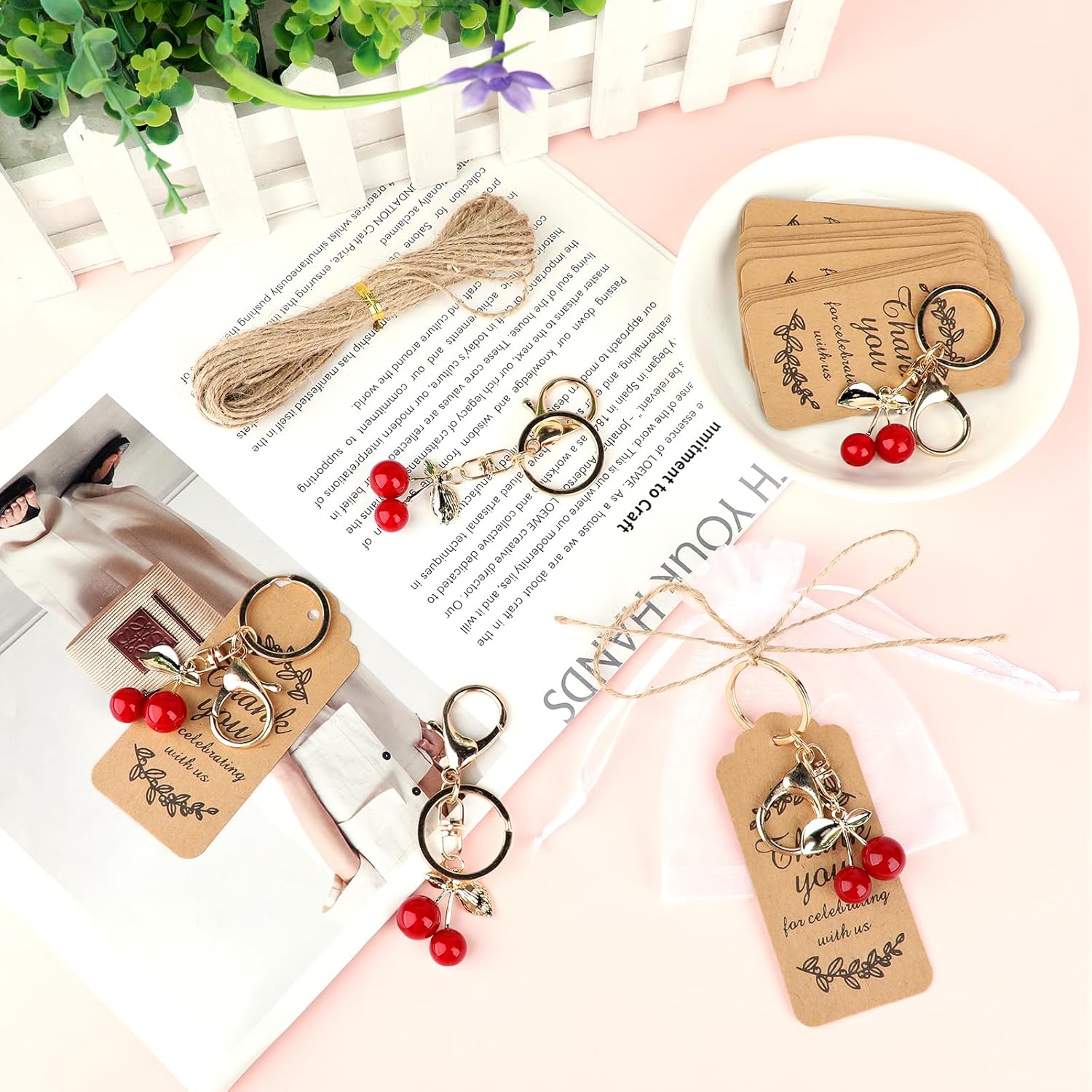 20 Set Cherry Keychains Party Favor Set